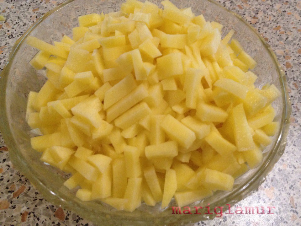 potatoes cut into strips